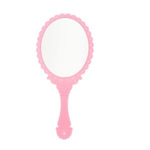 Pink Handheld Mirror with scalloped design women kids nwt